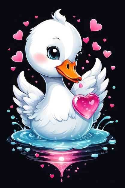 Valentines Day theme of swan loved