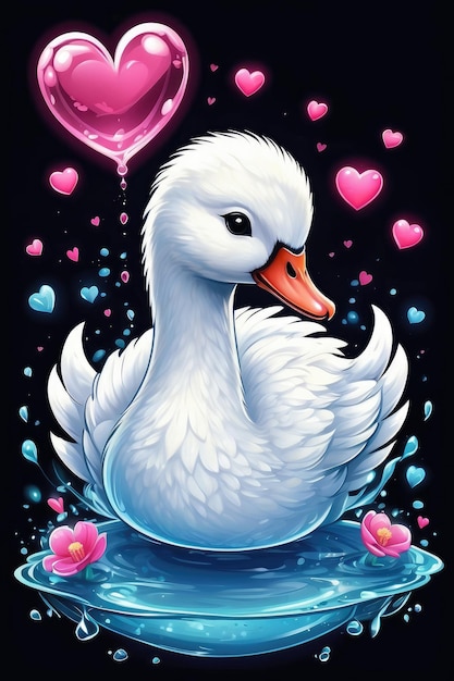 Valentines Day theme of swan loved