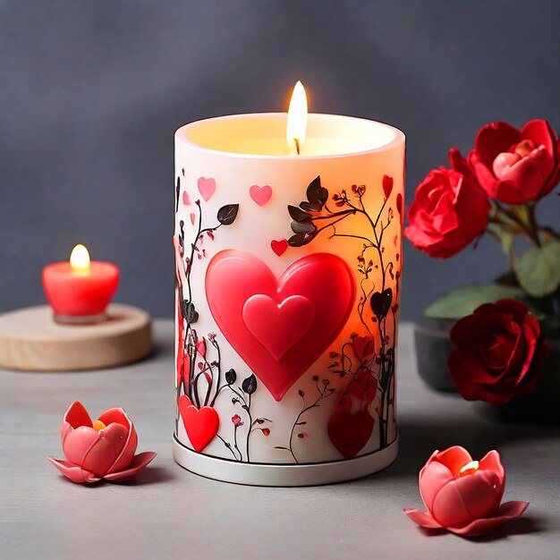 Photo valentines day theme with candle box hd image