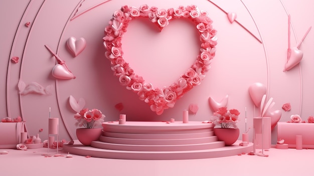 Photo valentines day with pink colored design