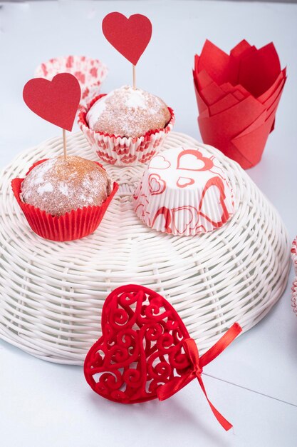 다양한 쿠키와 사탕이 있는 발렌타인 데이 3월 8일