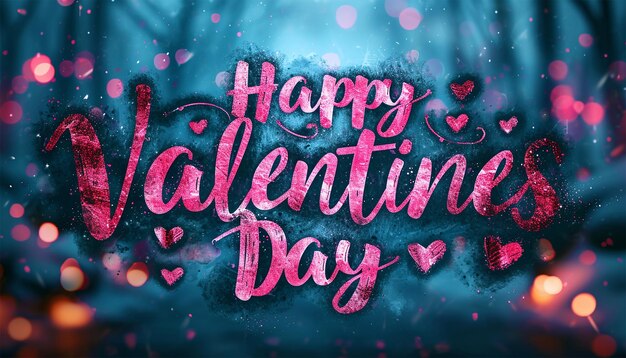 Valentines greeting background design Happy valentines day text with elegant hearts decoration