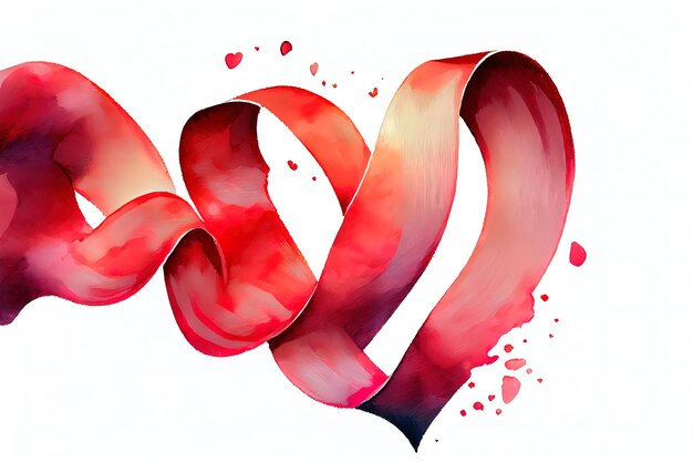 Valentines greeting card design heart with gold arrow and red ribbon Generative Ai