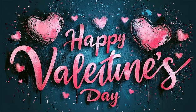 Valentines groeten achtergrondontwerp Gelukkige valentijnsdag tekst met elegante harten decoratie