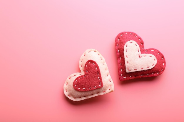 Valentines Hearts on pink background