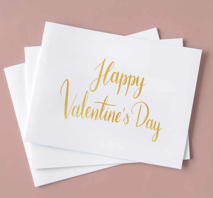 Foto valentines kaarten in een stapel