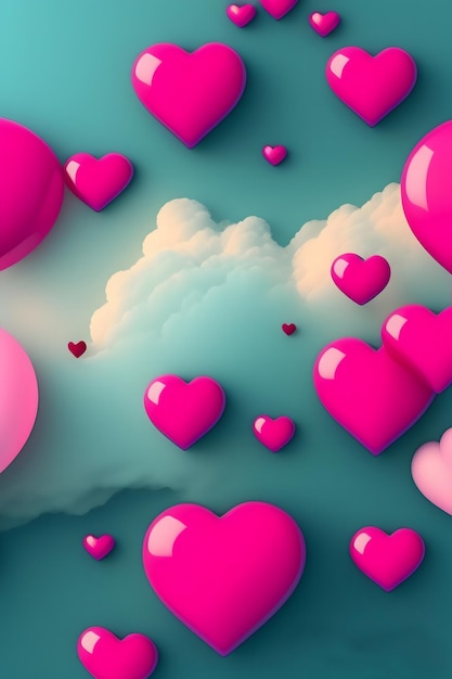 Foto valentines love shape 3d realistische achtergrond wallpaper