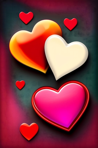 Foto valentines love shape 3d realistische achtergrond wallpaper