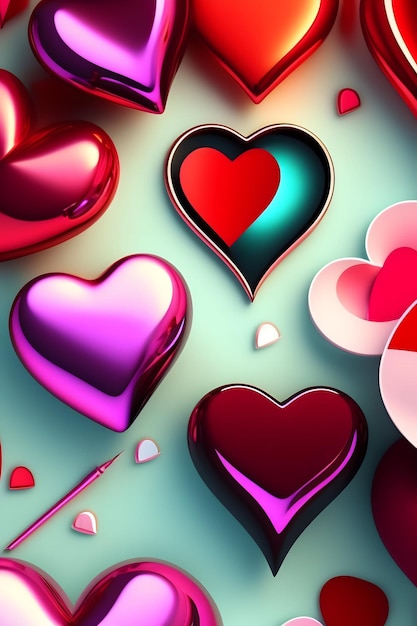 Foto valentines love shape 3d realistische achtergrond wallpaper