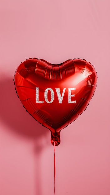 사진 나무 상단 뷰에 발렌타인 빨간 심장 풍선 수직 모바일 벽지