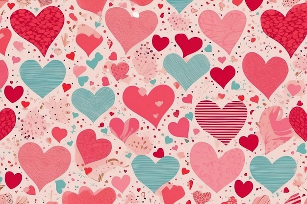 Valentines Seamless heart shape pattern white background