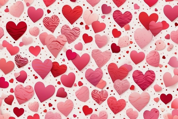 발렌타인 원활한 심장 모양 패턴 흰색 배경