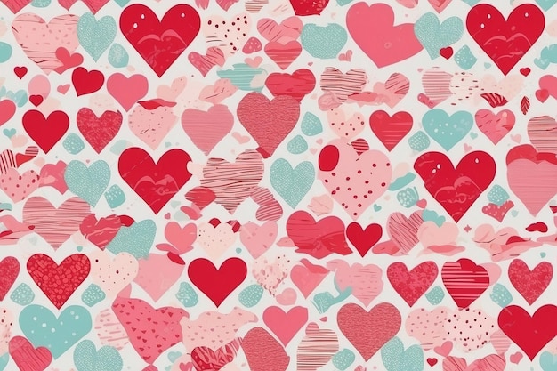 Valentines Seamless heart shape pattern white background