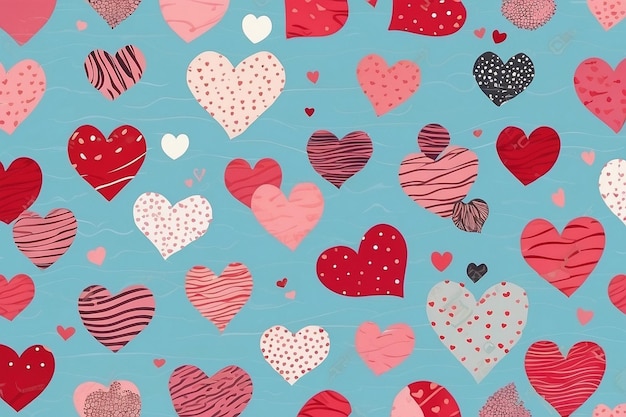 Valentines Seamless heart shape pattern white background