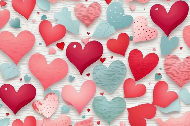 Valentines Seamless heart shape pattern white background