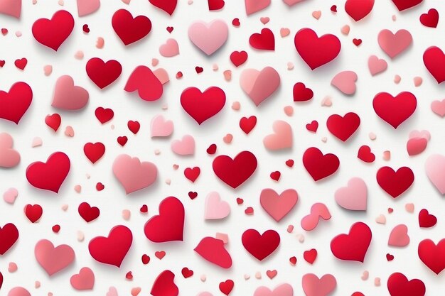 발렌타인 원활한 심장 모양 패턴 흰색 배경
