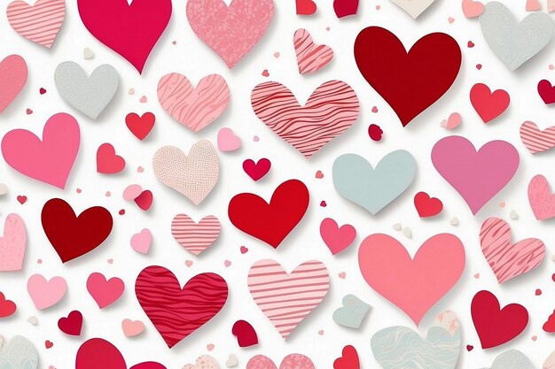 Valentines Seamless heart shape pattern white background