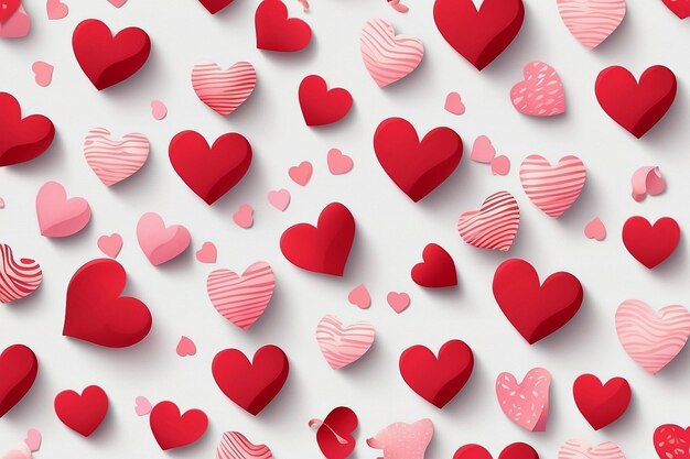 Valentines Seamless heart shape pattern white background