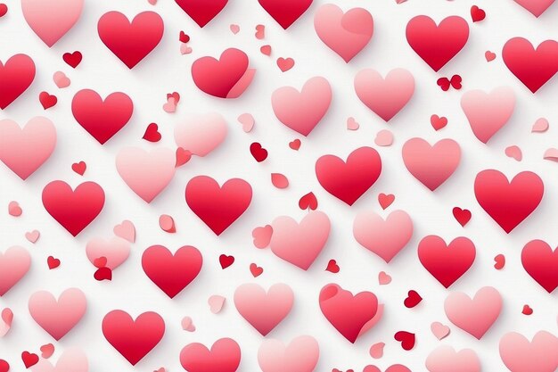 Valentines seamless heart shape pattern white background