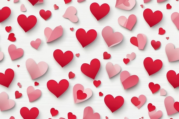 Valentines Seamless heart shape pattern white background