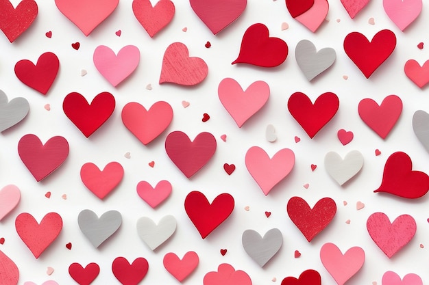 Valentines seamless heart shape pattern white background