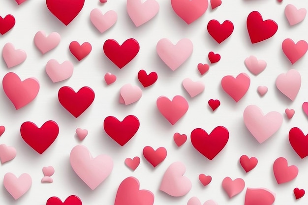 Valentines seamless heart shape pattern white background