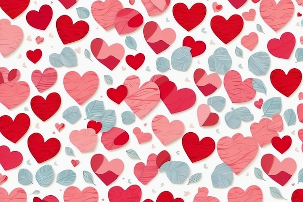 Valentines Seamless heart shape pattern white background