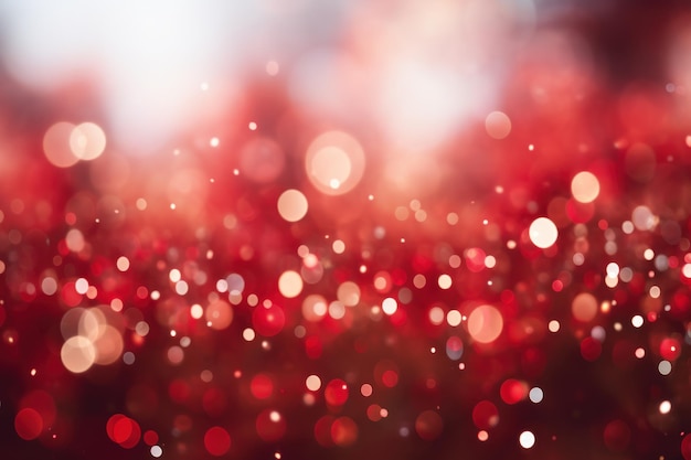 Valentines Shiny Red Glitter Background Met Defocused Abstract Lights Generative AI