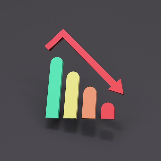 Valgrafiek histogram slecht rapport 3d render illustratie