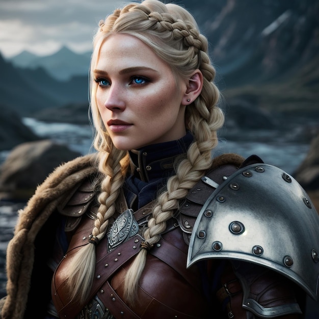 The valiant Viking a realistic gaming avatar of a handsome female Viking warrior in RPG style