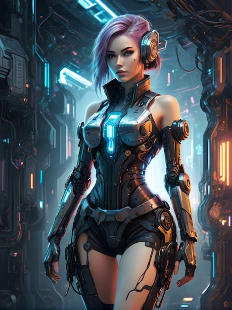 Valkyrie Beautiful Young Cyberpunk Mechanical Girl