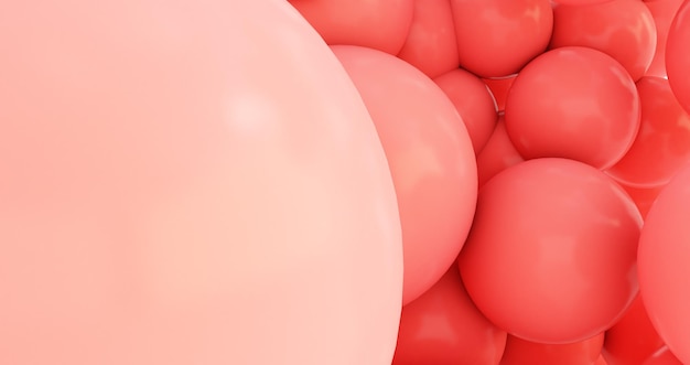 Vallende roze zachte bollen. willekeurige maten ballen. 3D-rendering afbeelding.