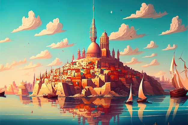 Valletta dream city Creative illustration Ai Generate