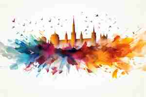 Photo valletta skyline in watercolor background high quality photo