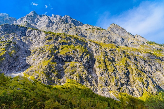 Valley in Alps mountains near Koenigssee Konigsee Berchtesgaden National Park Bavaria Germany