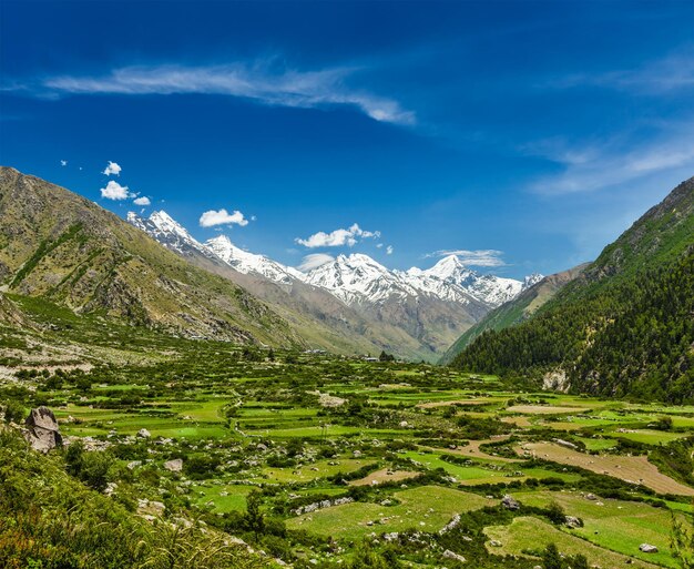 Valley in Himalayas Sangla valley Himachal Pradesh India