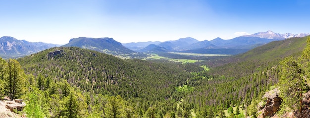 Valley landscape in usa. Blue sky on surface.