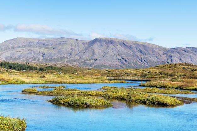 Thingvellir 국립 공원의 옥사라 강 계곡