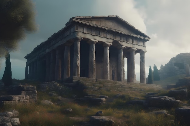 Photo valley of the temples ancient greek temple neural network ai generated