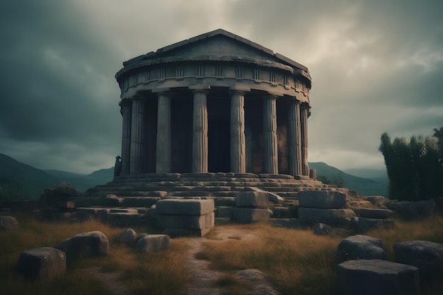 Foto valle dei templi antico tempio greco rete neurale generata dall'intelligenza artificiale