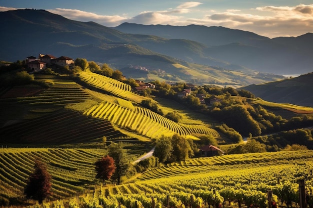 The valley of vineyards in autumn