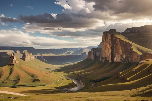 Photo valleys canyons and rocky cliffs at the majestic golden gate highlands national park south africa