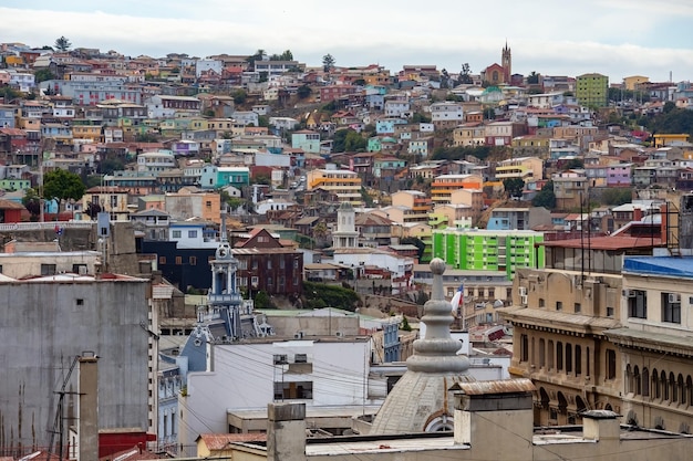 Valparaiso cityscape colorful houses in Valparaiso Chile