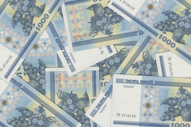 Valuta van Wit-Rusland Wit-Russische bankbiljetten Geld van Wit-Rusland Wit-Russische roebel3D render