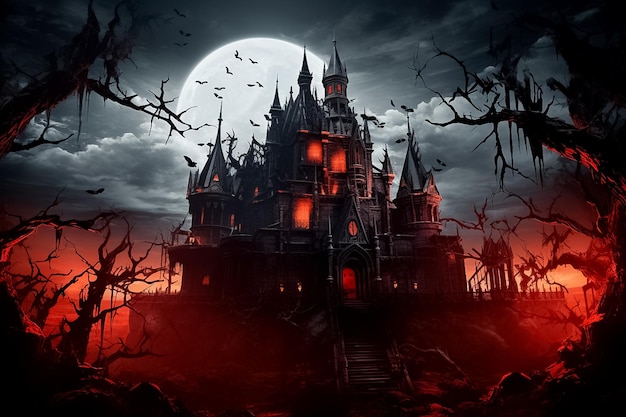 Vampire Castle Night Sky Moon Wallpaper 4K #4.3292