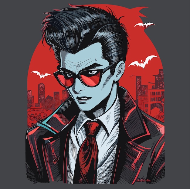 Vampire detective on Halloween