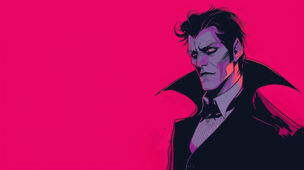 Photo vampire on pink background illustration