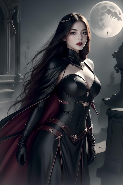 Vampire woman background digital illustration