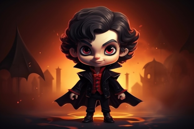 Vampiric Charm A 3D Cartoon Dracula Vampire with a Mysterious and Alluring Aura