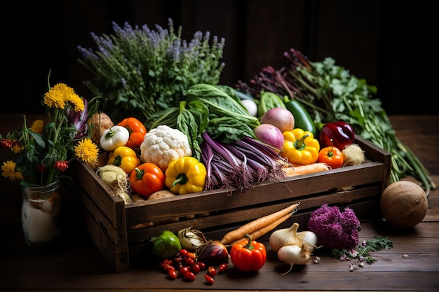 Van boer tot bord Versheid Kleurrijke ingrediënten Generatief door Ai